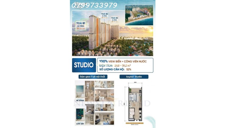 Bán căn hộ cao cấp biển Vũng Tàu giá 2,8 tỷ chủ đầu tư Sun group 0799733979